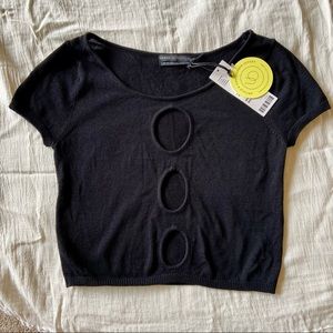 Black crop top with cut outs Urban Outfitters